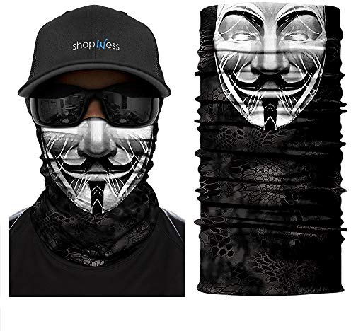 ShopINess Halstuch Bandana Neck Braga Skull Neck Brace Multifunktion Unisex Erwachsene für Motorrad Sport Partys Halloween und Karneval - Anonymous
