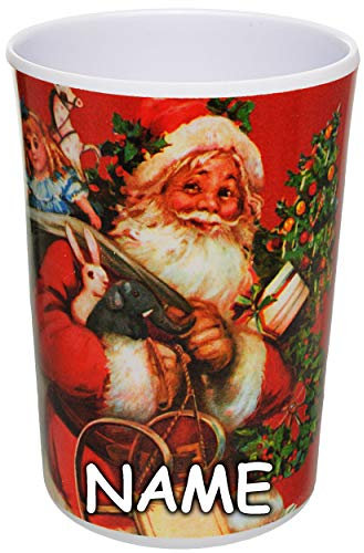 alles-meine.de GmbH 2 Stück 3 in 1 - Trinkbecher/Zahnputzbecher/Malbecher - Becher - Weihnachten - Weihnachtsmann & Weihnachtsbaum - incl. Name - 350 ml - mehrweg - Trinkgl..