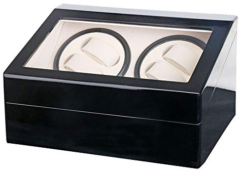 YUNRUX Automatisch Uhrenbeweger Uhrenvitrine Luxus Holz Uhrenbox Uhrenaufbewahrung Watch Winder Vitrine Typ Uhrenkasten Schaukasten Uhrenschatulle Uhrenkoffer Kunstleder Uhren Box Schwarz 10 Fächern