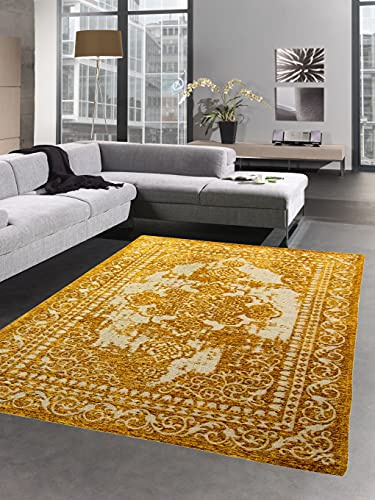 CARPETIA Teppich modern Wohnzimmerteppich Wohnzimmer Teppich in Gold Silber Größe 120x170 cm