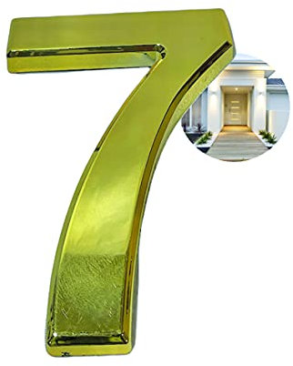 PARENCE - Numéro de porte 3D - 10 CM - Plastique premium brossé - effet OR brillant - Adhésif extra fort - numéro de porte, rue, maison (7, OR) PARC001