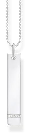 THOMAS SABO Kette Tag mit weißen Steinen silber 925 Sterlingsilber