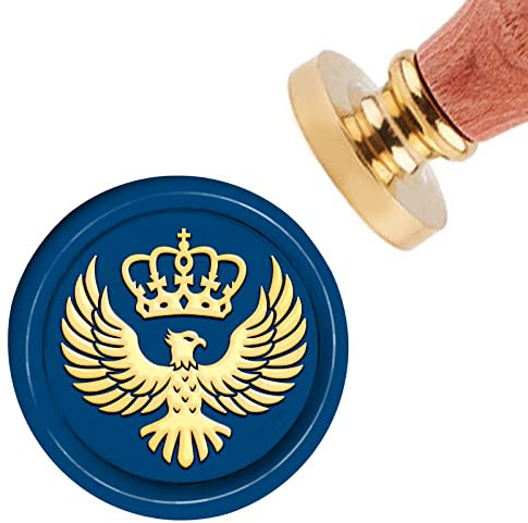 craspire Wachssiegelstempel Adler Mit Krone Siegellackstempel 30 mm Abnehmbarer Messingkopf Siegelstempel Mit Holzgriff Für Einladungen Geschenk Scrapbooking Dekor