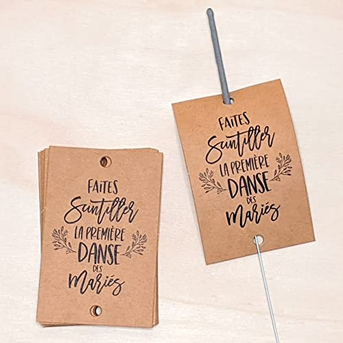 Etiquette mariage cierge magique Faites scintiller la première danse des mariés | Décoration mariage papeterie | TE Whaka (Lot de 50 Etiquettes)