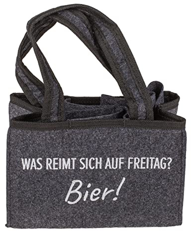 ReWu Flaschentasche Bierträger Filztasche Tragetasche Männerhandtasche Was reimt sich auf Freitag? Bier!, für 6 Flaschen (bis 0,5L) Vatertag