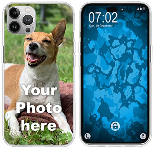 PhoneNatic personalisierte Handyhülle für iPhone 14 Pro Max Custom Case transparent zum selbst gestalten mit eigenem Foto Bild Text individuell