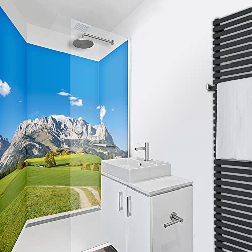 WANDFREUDE individuelle Duschrückwand Aluverbundplatte auf Maß (3 Stück - Wilder Kaiser - Seidenmatt) – Dusche Wandverkleidung Duschwandverkleidung Duschrückwände