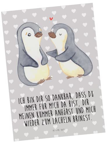 Mr. & Mrs. Panda Grußkarte Pinguine trösten - Geschenk, Postkarte, Ansichtskarte, Hochzeitstag, Ansichtskarten, Postkarten, Valentinstag, Freundin, für Partner, bildkarte, Frauen, Liebesbeweis