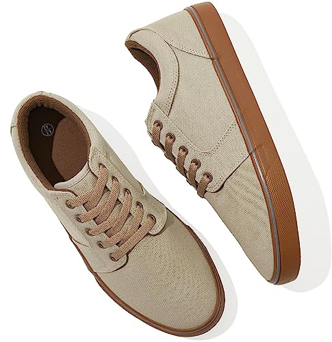 BENPAO Men's Brown Casual Shoes Black Canvas Sneakers(Mocha Brown,US11)
