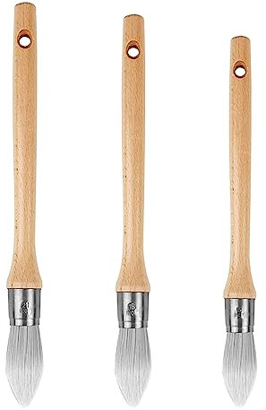 Rund Pinsel-Set,Cosswe Spitz Fein Malerpinsel Lasur und Farbe Profi Malerpinsel 3-teiliges Maler Pinsel-Set Zum Fenstern und Türen Profilen mit Farben auf Öl und Wasserbasis