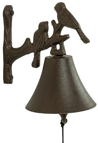 Woodside Cast Iron Door Bell with Bird Design, Classic/Antique/Vintage Style for Front Door and Garden, Decorative & Functional