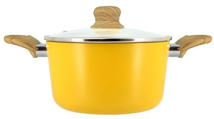 MENASTYL - Faitout 20cm Colorama safran - En Aluminium - Revêtement antiadhésif en céramique - Tous feux dont induction