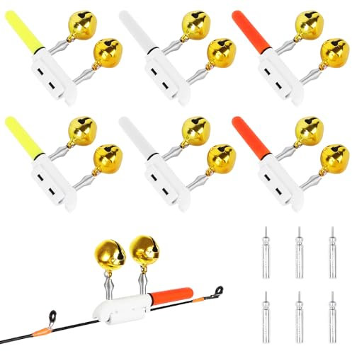 OneNine Bissanzeiger Angeln, 6 Stück Angeln Alarm Glocke, Led Knicklicht Angeln, Glow Sticks Fishing, Electronic Bite Alarm Fishing, Knicklicht Angelzubehör