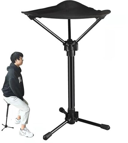HSRG Leichter Klappbarer Teleskopstuhl, Tragbarer Einbeiniger Stativsitz, Höhenverstellbarer Outdoor-Campinghocker, Kompaktes Und Faltbares Design, Für Camping Und Angeln