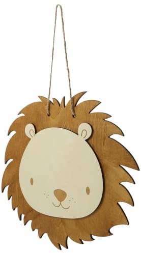 MUCKLILY LöWenkopf Wanddeko Aus Holz Nordischer Stil Cartoon HäNgender LöWe Wandbehang FüR Kinderzimmer Schlafzimmer Wohnzimmer