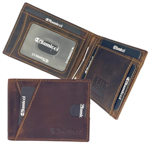 Glamicci Geldklammer Geldbörse für Herren | Schlanke Brieftasche für Herren & RFID-blockierendes Kartenetui aus Leder | Minimalistische Geldbörse für Herren (RGTW1/2), Hunter Tan, Free Size,