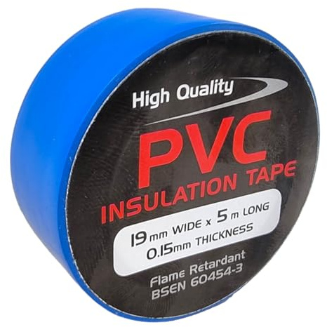 1 Roll of Blue PVC Electrical Insulation Tape, 5m Long x 19mm Wide, Adhesive Insulating Tape for Protecting Electrical Wires
