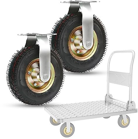 Hochleistungs-Lenkrollen, 6/8/10 Zoll Industrie-Lenkrollen, gummierte Trolley-Räder, Stoßdämpfung, geräuschlose Bewegung, pneumatische Lenkrollen, 2er-Set