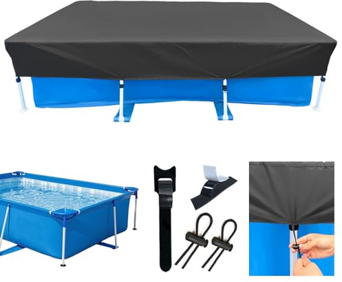 Rechteckige Poolabdeckung 260x160 cm Poolplane Schwimmbadabdeckung Solarplane für Obenliegende Pools wasserdichte und Faltbare Abdeckplane