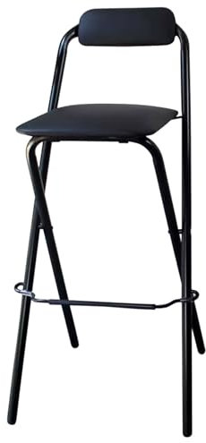 Sgabello Alto Pieghevole, Sgabelli Bar, Sedie Pieghevoli da Interno, Sgabello Alto Pieghevole con Schienale, Sedie Pieghevoli, Sala Giochi Ricreativi (Color : Black 1pcs, Size : 55cm/22in)