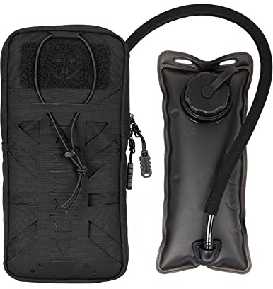 TOPTACPRO Tactical Trinkrucksack mit innerer Blase für 1L Wasserbeutel Laser Cut MOLLE Hydration Pouch für Wandern Radfahren Laufen und Klettern 500D Nylon(Black)