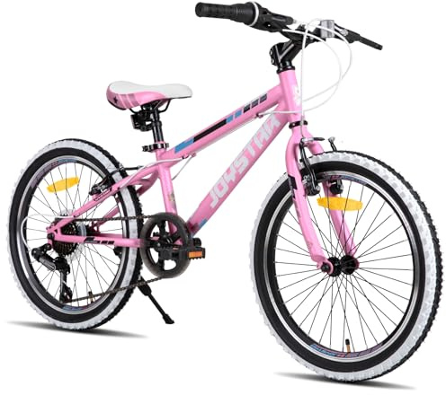 JOYSTAR Lubbock Bicicletta da 20 pollici, per bambini e bambine dai 7 ai 11 anni, Hardtail Mountain Bike per bambini a 7 marce, rosa