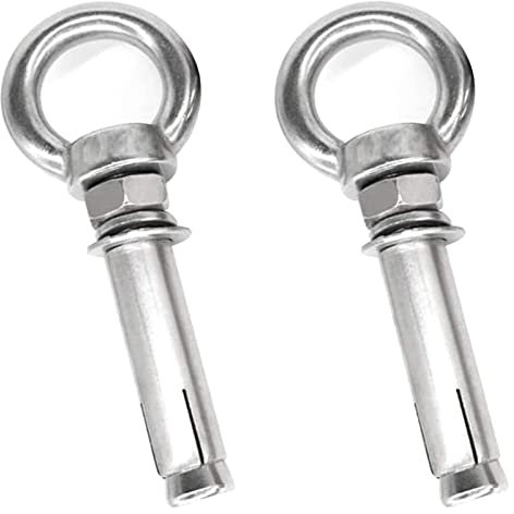 Edelstahl-Spreizhülsen-Ankerschraubenbolzen, M6-Spreizbolzen – Spreizschraube, Augenbolzen, Ankerbolzen, Betonschrauben, Edelstahl, Silber, M6 x 120 – 2 Stück