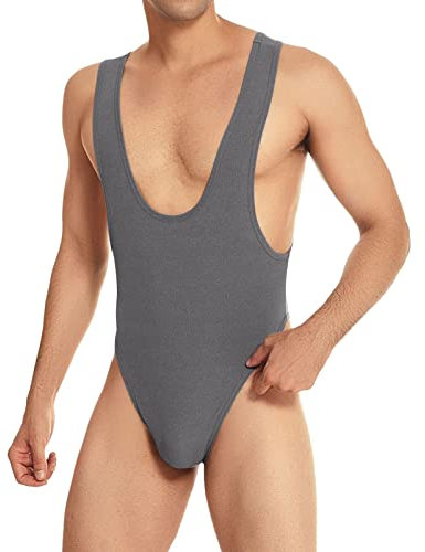 Bauzuoyo Herren Body Ärmellos Bodysuit Gymnastikanzug Wrestling Singlet Transparent Body Unterhemd Slim Fit Trikot Leotard Shapewear Yoga Sissy Unterwäsche Durchsichtig Bodybuilding