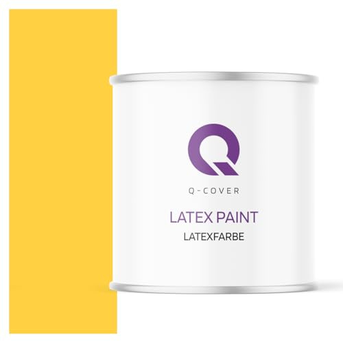 Q-COVER Latexfarbe 2L Golden – Matte Innenfarbe für Wand & Decke, Klasse 3, Hohe Deckkraft, Scheuerfest