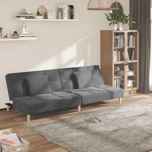 LAPOOH Schlafsofa 2-Sitzer mit 2 Kissen Hellgrau Stoff, Loungesofa, Sofas & Couches, Relaxsofa, Couch für Wohnzimmer - 375792