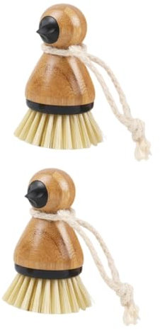 Gogogmee 2st Reinigungsbürste Runde Mini-spülbürste Küchentopfbürste Saubere Spülmaschine Kartoffelwäscher Haushaltsreiniger Natürliche Schrubbbürste Geschirrspüler Mini-Topf Khaki Plastik
