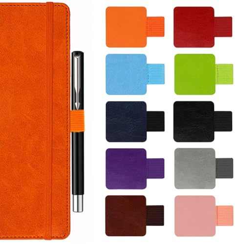 SAIJIAN 20 Stück Stiftehalter Selbstklebend Stiftschlaufe Selbstklebend Lederstifthalter Elastischer Schlaufe Stifthalter Notizbuch Tagebuch Tablet Pen Holder 10 Farben