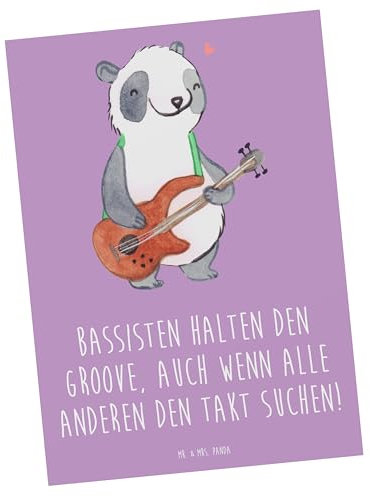 Mr. & Mrs. Panda Karte Bassgitarre Groove - Geschenk, Musikband, Klaviere, Notenblätter, Musikliebhaber, Musikinstrument, Ansichts, Gruß, Geigen, kunstn, Kreativität, Einladungsn Geburtstag, Rhythmus