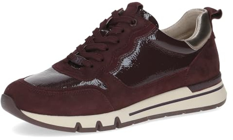 Caprice Comfort Damen Sneaker flach aus Leder Mehrweite H, Rot (Bordeaux Comb), 37 EU