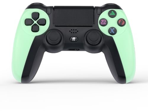 NK Wireless Controller für PS4 / PS3 / PC/Mobile - Wireless Controller mit Vibration, 6-Achsen-Erkennungsfunktion, LED-Licht, Touchpanel, Kopfhörerbuchse, inkl. Ladekabel - Green