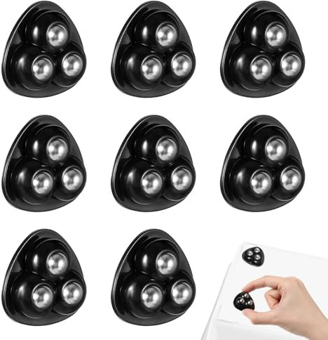 Oruola 8 Pcs Adhesive Mini Wheels,360° Mini Mountable Swivel Wheel,Ball Bearing Castor Wheels for Kitchen Appliances with 3 Ball Bearings for Coffee Maker Storage Bins, Black