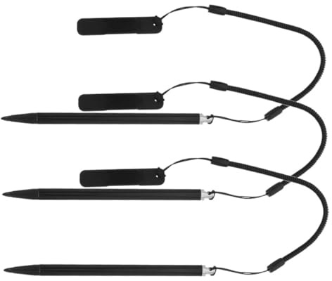 Stylet Résistif Noir en Aluminium et Abs, Précision Tactile | Lot de 3, Cordon Anti-perte et Clip, Prise en Main Confortable, pour Tablettes et Appareils Tactiles