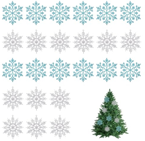 24 Stück Schneeflocken Deko,Christmas Decorations,Weihnachtsbaumschmuck,Weihnachtsbaum Deko,Schneeflocken Anhänger,Christbaumanhänger,Weihnachtshänger Für Weihnachten Und Andere Festliche Dekorationen