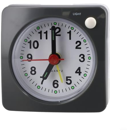 Besttoolifes Réveil de voyage à quartz silencieux et portable avec fonction de répétition de répétition en plastique Mini horloge de chevet pour étudiants (gris)