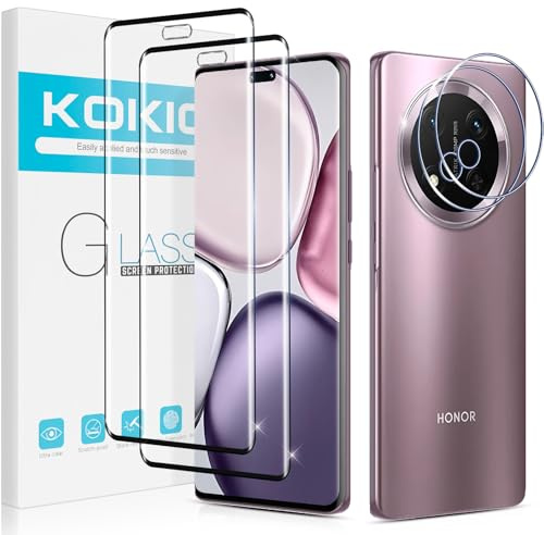 Kokio 2 Piezas Protector de Pantalla para Honor Magic 7 Lite 5G, con 2 Piezas Protector de Lente de Cámara, Ultra HD Cristal Templado, Dureza 9H,Anti Arañazos,Sin Burbujas