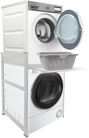 QUICK STAR Waschmaschinenregal 74x65x111cm mit Auszug Weiss Standregal Trockner Aufbewahrungsorganisator Badezimmer