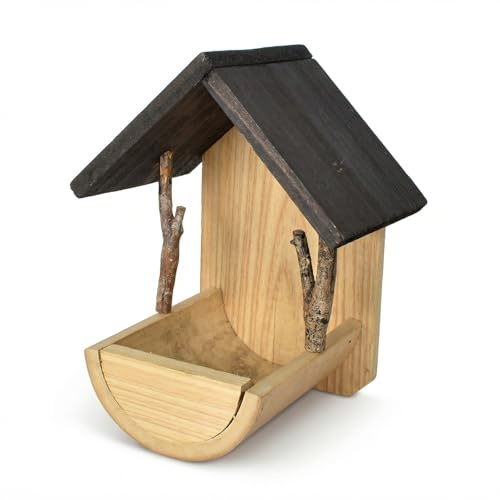 Comedero para Pájaros de Madera, Comedero para Aves Exterior, Alimentador Passaros Exterior para Pared, Balcón, Jardín 18 x 13,5 x 23 cm