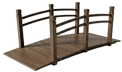 Relaxdays Puente de jardín de Madera de Abeto con barandilla, 58x171.5x75 cm, 200 kg, marrón