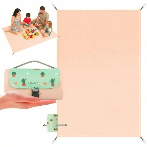 Mini coperta da picnic, 210 x 220 cm, impermeabile, ultraleggera, portatile, con 4 picchetti, lavabile in lavatrice, piccola coperta da spiaggia per spiaggia, picnic, campeggio, escursionismo (motivo