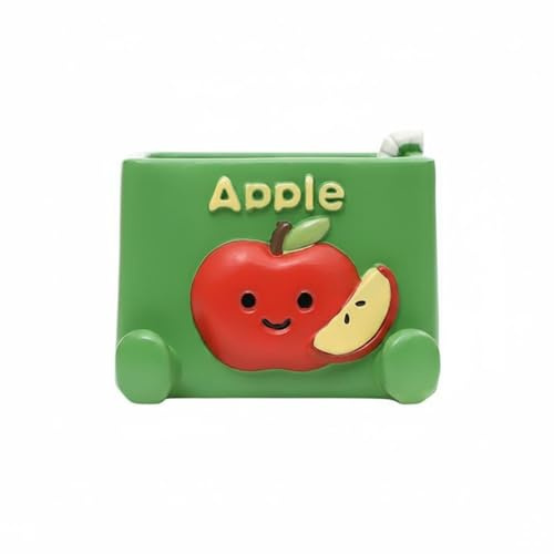 Fonowx Jardinière Simulée Pot de Fleurs Pot Vase Bac en Résine Silhouette Carton de Lait Déco Style Accrocheur Adaptée aux Bureaux Étagères Rebords de Fenêtre Table de Chevet, Apple