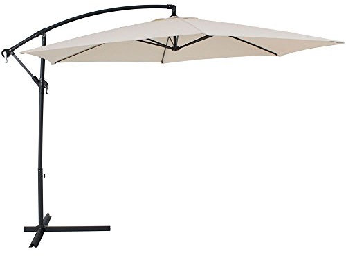 FP-TECH OMBRELLONE DA GIARDINO DECENTRATO 3X3 LATERALE RICHIUDIBILE, BEIGE CHIARO O VERDE (Beige)