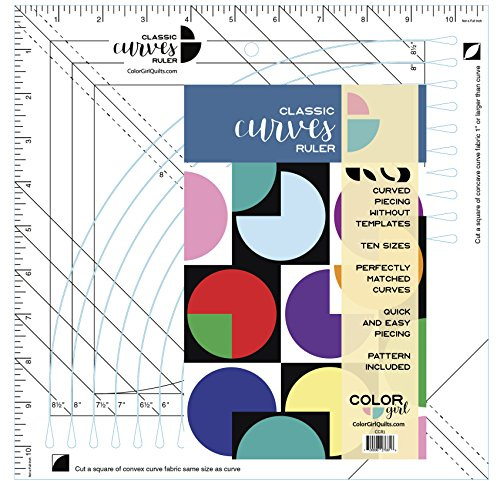 Color Girl Quilts Kurvenlineal, Kunststoff, Metall, Mehrfarbig, 27,9 cm