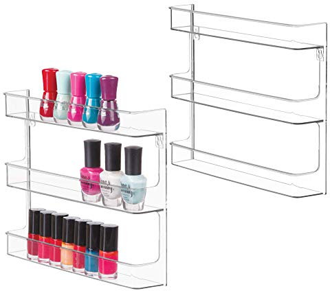 iDesign Wandhalterung Nagellack-Regal mit 3 Ablagen für Badezimmer, Waschtisch, Schrank, Schlafzimmer Set of 2 Wandregal
