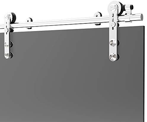 CCJH 9FT/274cm Rostfreier Stahl Schiebetür Beschlag Laufschiene Schiebetürsystem für Glastür, Sliding Barn Door Hardware Kit for Glass Door