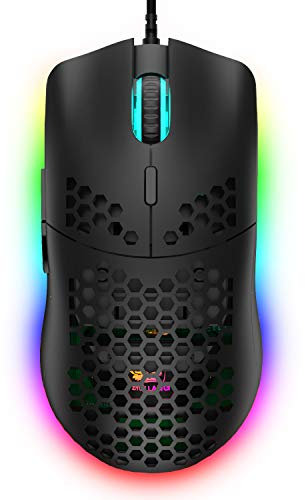 Hoopond ZIYOULANG Mouse da gioco cablato, mouse a nido d'ape leggero 69G con 6400 DPI, mouse da gioco USB programmabile a 6 pulsanti, per giocatori PC e utenti Xbox e PS4(Nero)